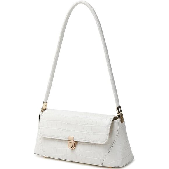 Women's White Mini Shoulder Clutch Classic Vintage Retro Small Cute Hobo Handbag - Picture 3 of 6